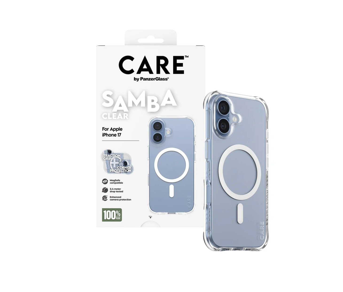 CARE Samba Case Transparent with White MagSafe for iPhone 17 Series and iPhone Air