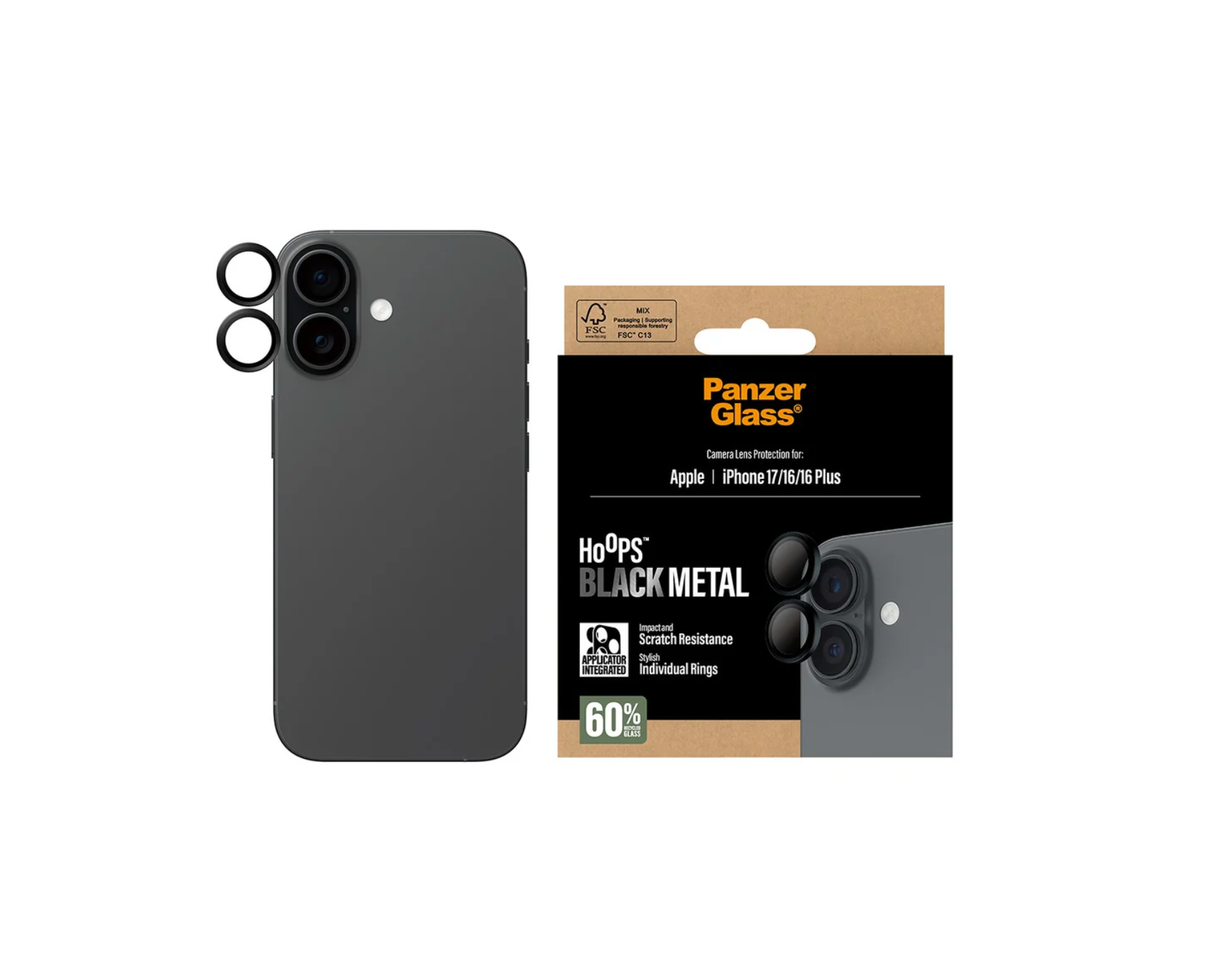 PanzerGlass Hoops Camera Lens Protector Black for iPhone Air & iPhone 17 Series