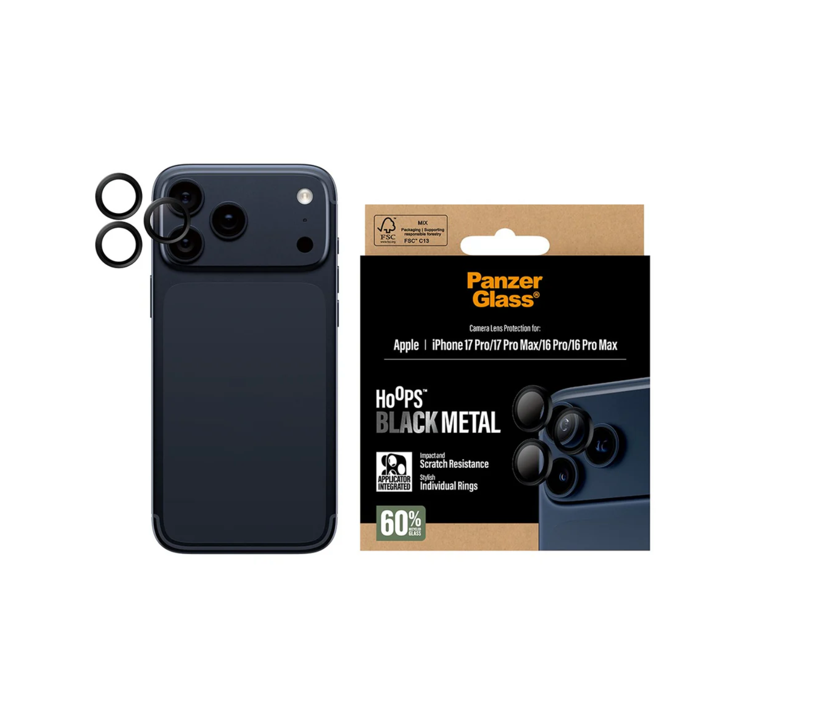 PanzerGlass Hoops Camera Lens Protector Black for iPhone Air & iPhone 17 Series