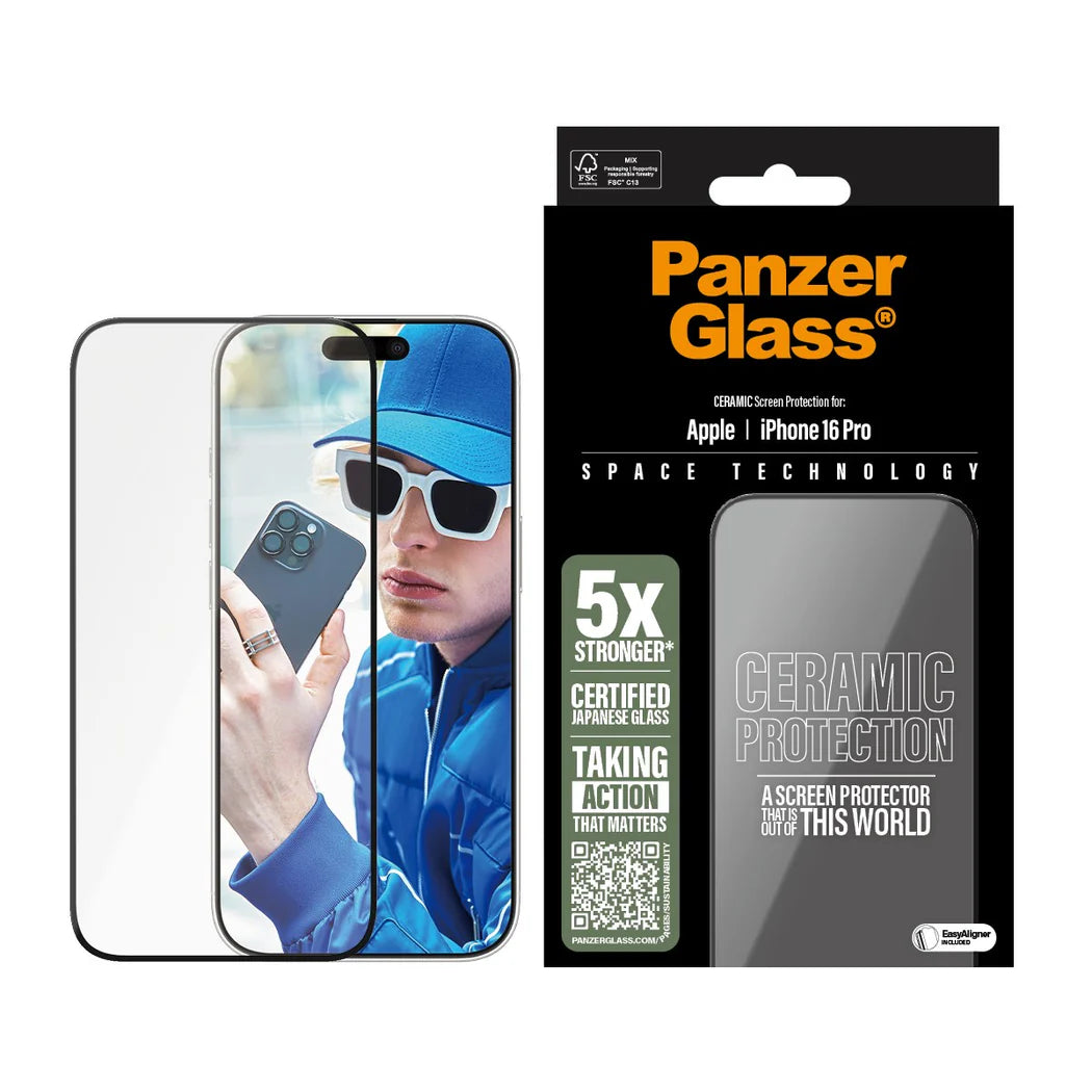 PanzerGlass Ceramic Screen Protector for iPhone 16 Series | Ultra-Wide Fit