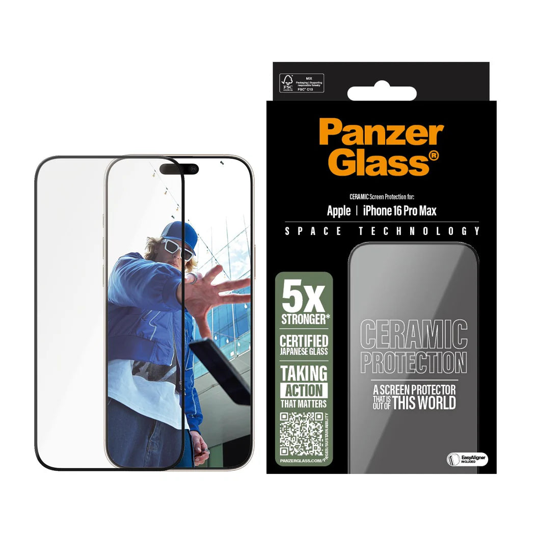 PanzerGlass Ceramic Screen Protector for iPhone 16 Series | Ultra-Wide Fit