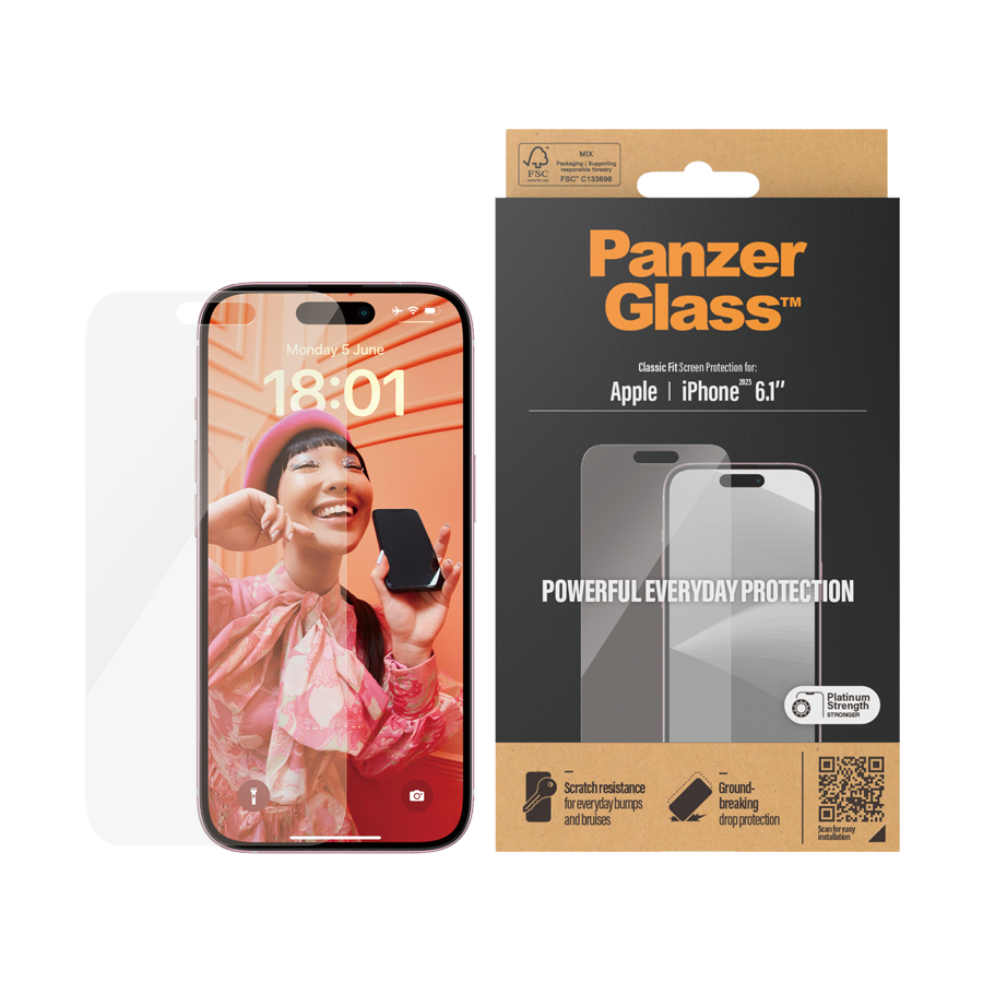 PanzerGlass TemperedGlass for iPhone 15 Classic Fit Clear