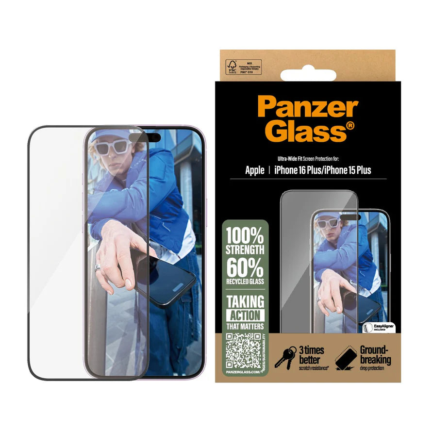 PanzerGlass Screen Protector iPhone 16 Series Ultra-Wide Fit