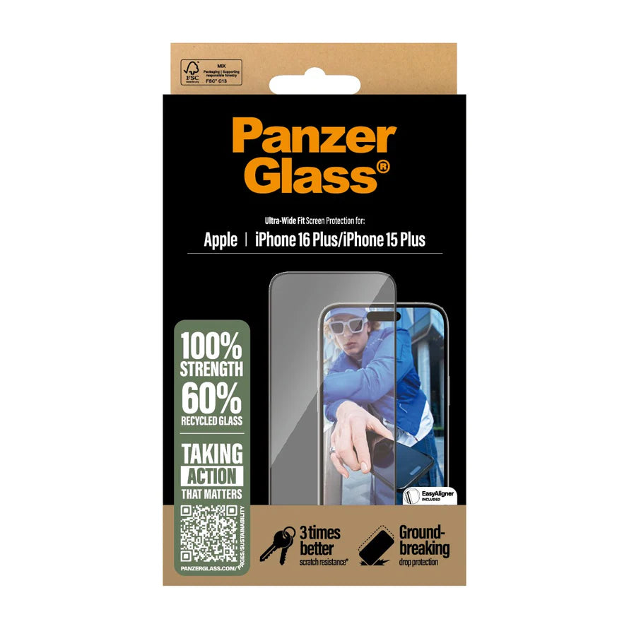 PanzerGlass Screen Protector iPhone 16 Series Ultra-Wide Fit