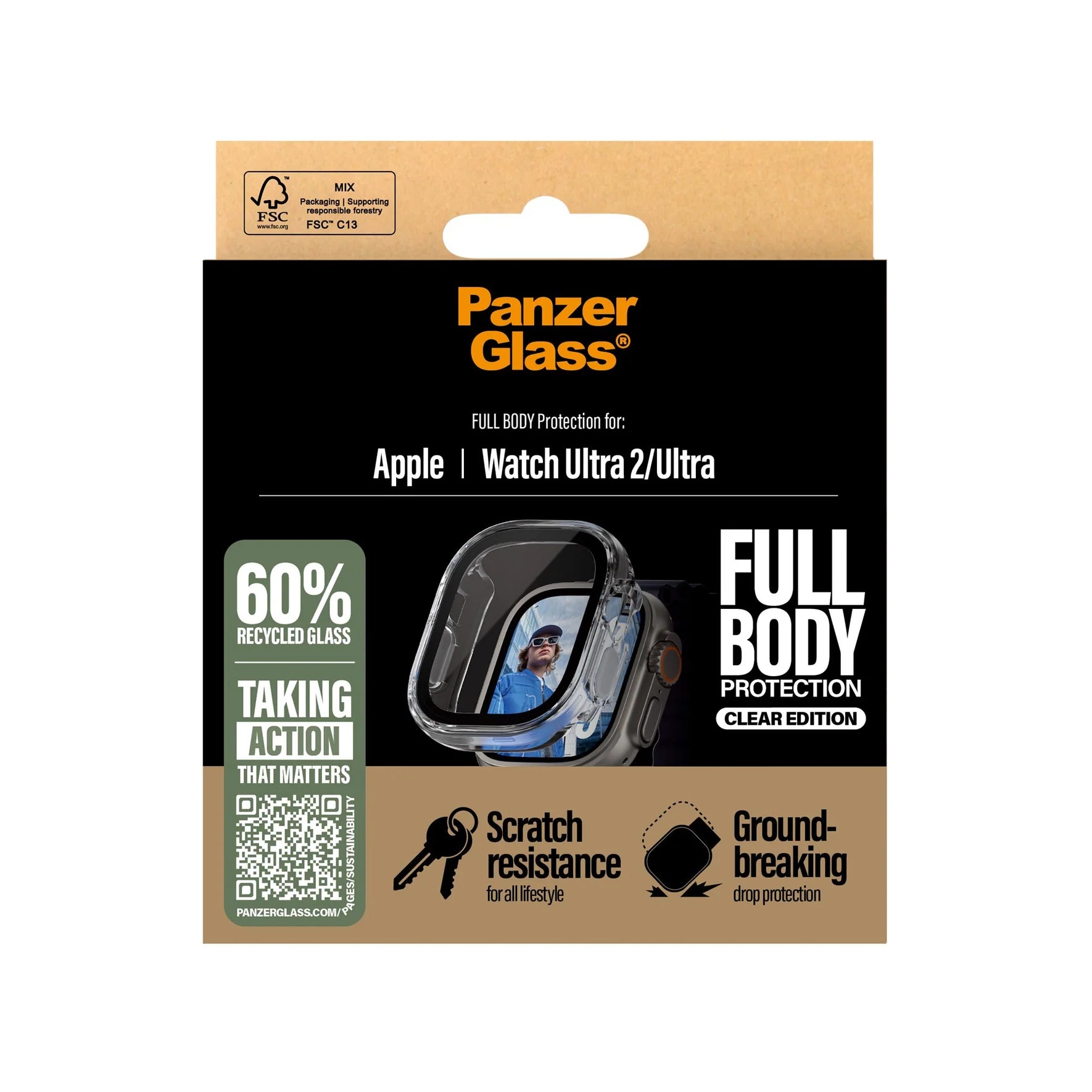 PanzerGlass Screen Protector Snappie Full Body Bulky Transparent Apple Watch