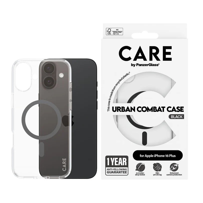 Care Flagship Case Transparent Urban Combat w/ Black MagSafe iPhone 16 Series