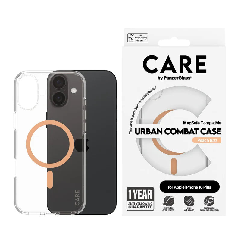 Care Flagship Case Transparent Urban Combat w/ Peachy MagSafe iPhone 16 Series