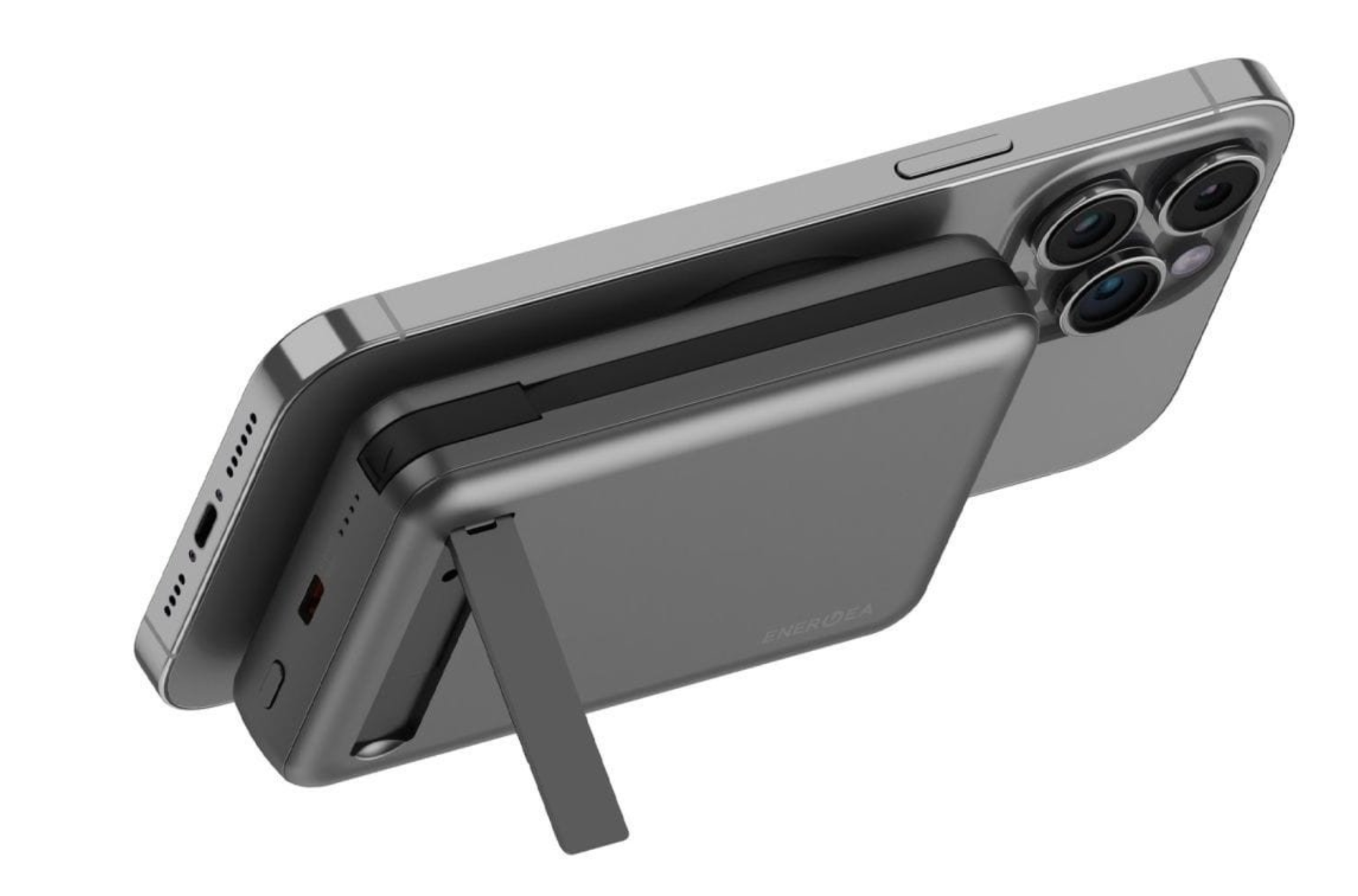 Energea Powerbank MagPac Pro Plus 10kmAh w/ built-in Cable and Stand Gun/Black