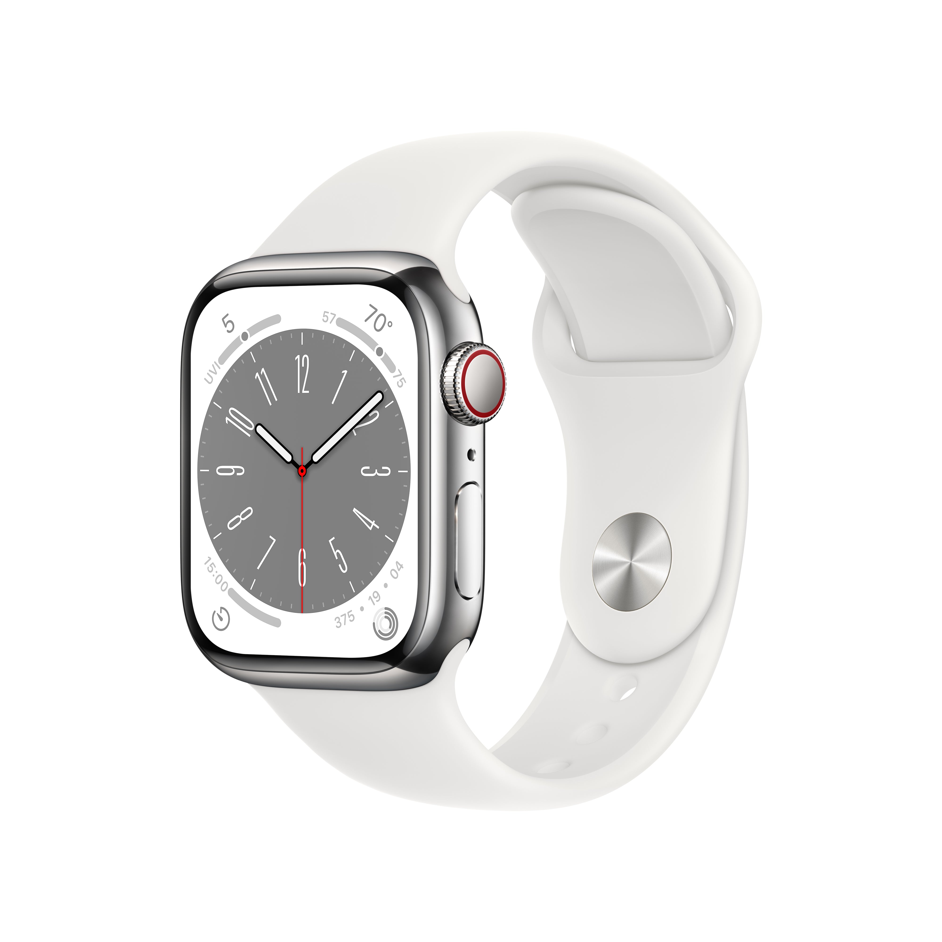 Apple watch series 4 stainless steel case with white sport band clearance