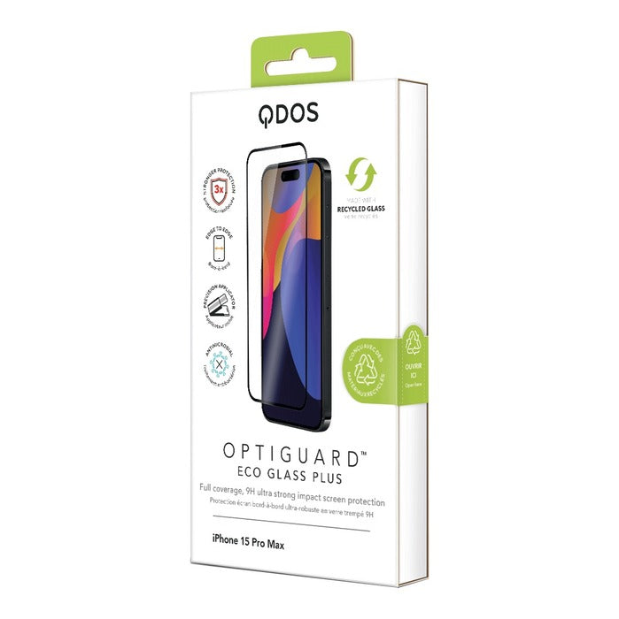 QDOS TemperedGlass OptiGuard EcoGlass Plus iPhone 15 series Clear / Bl