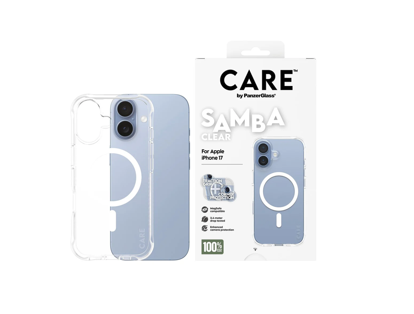 CARE Samba Case Transparent with White MagSafe for iPhone 17 Series and iPhone Air