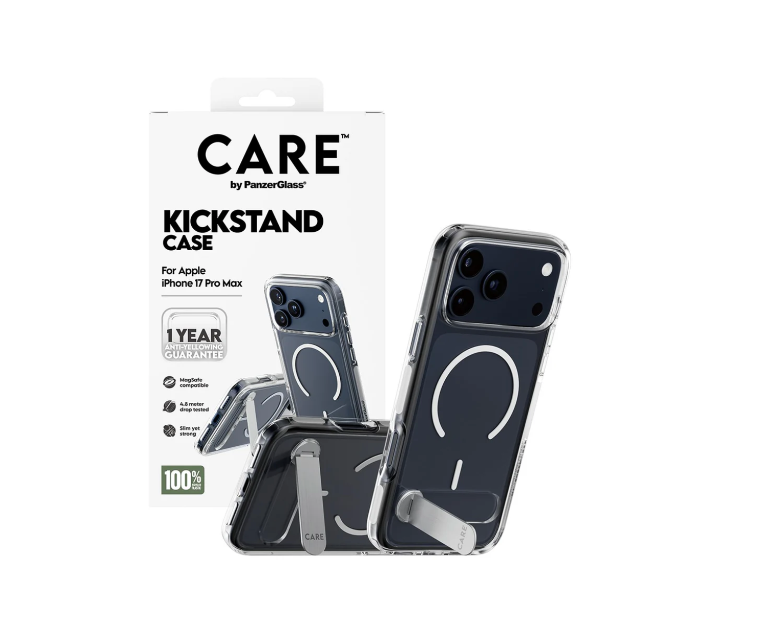 CARE Case Transparent with Kickstand & MagSafe for iPhone 17 Series and iPhone Air