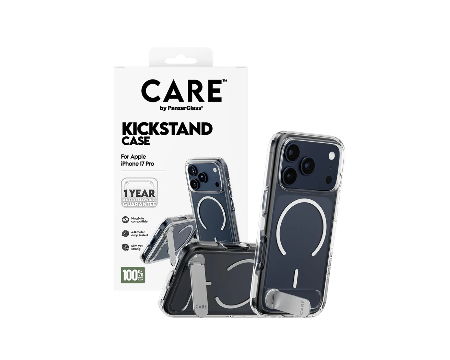 CARE Case Transparent with Kickstand & MagSafe for iPhone 17 Series and iPhone Air