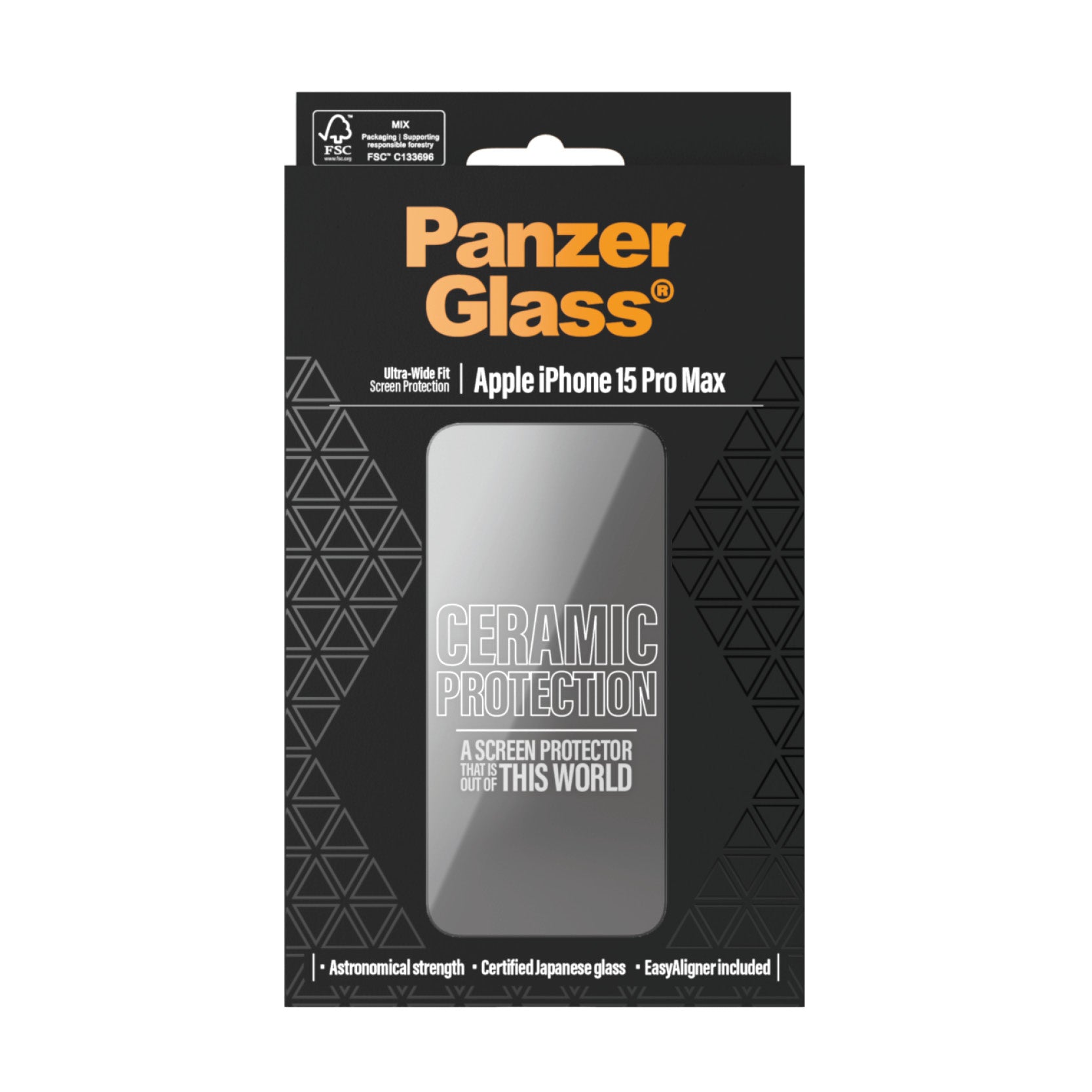 PanzerGlass Ceramic Protection for iPhone 15 Pro Max | Ultra-Wide Fit