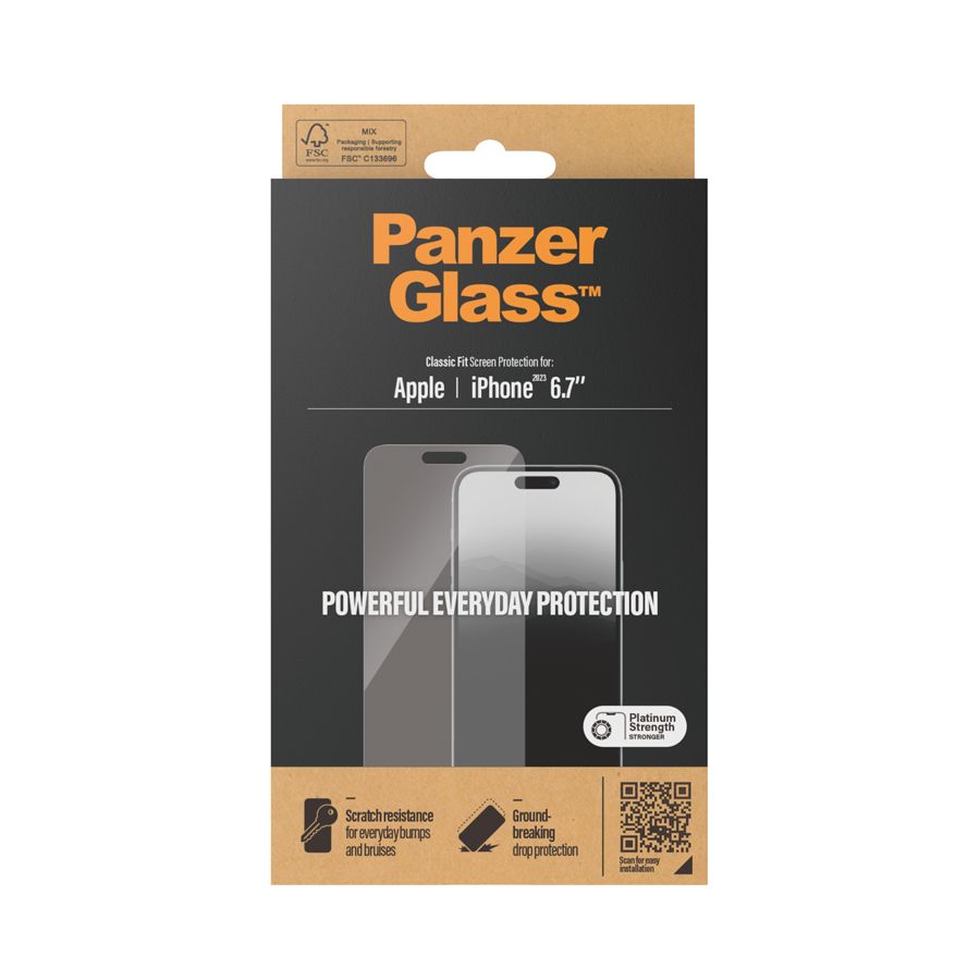 PanzerGlass TemperedGlass for iPhone 15 Classic Fit Clear