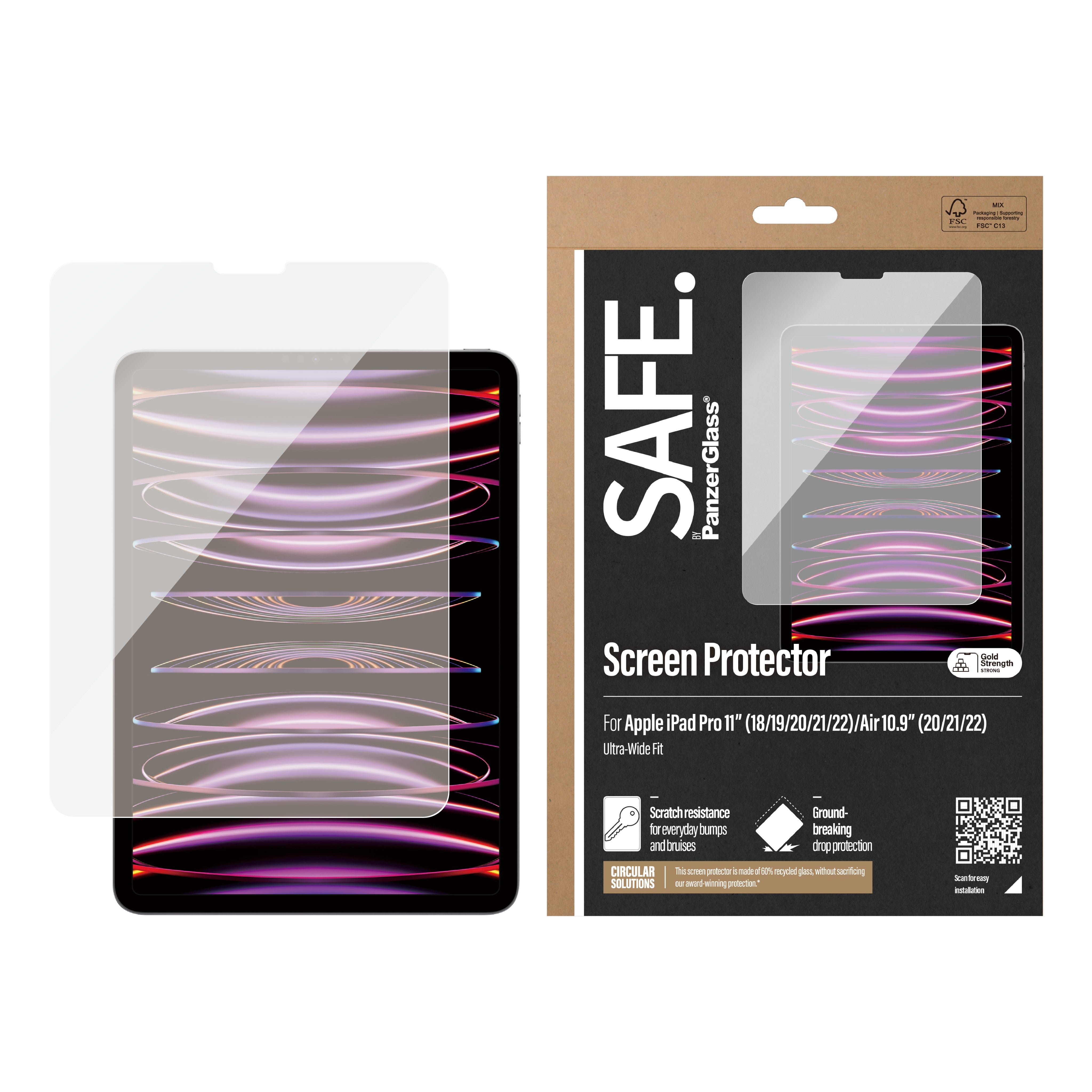 Safe TemperedGlass iPadPro 11" 2018/2022 / iPadAir 2022 Ultra-Wide Fit