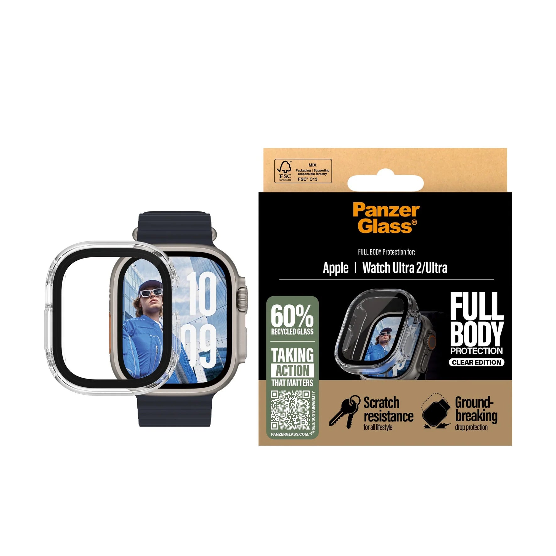 PanzerGlass Screen Protector Snappie Full Body Bulky Transparent Apple Watch