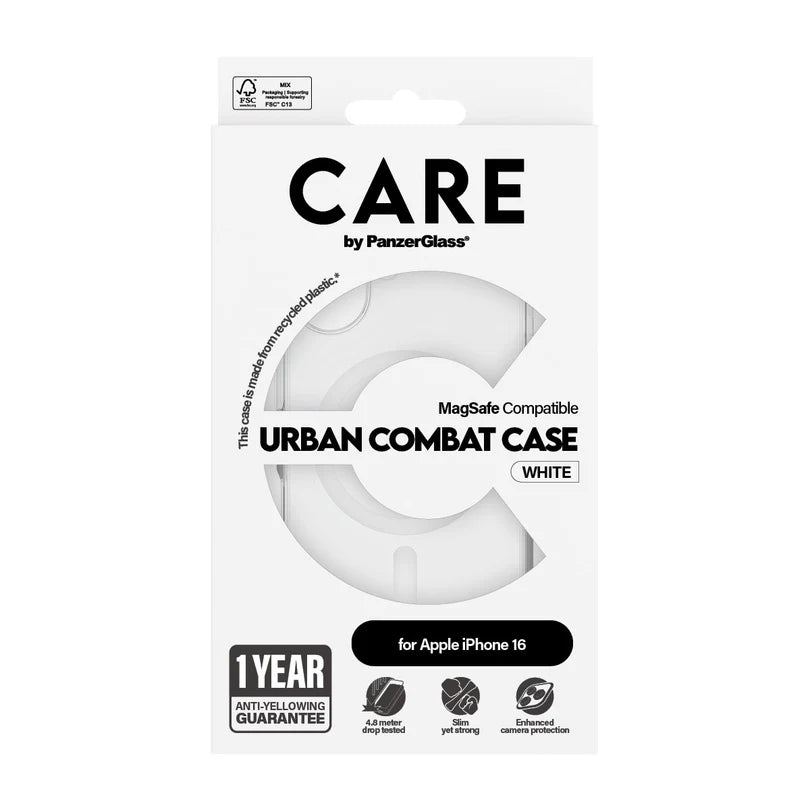 Care Flagship Case Transparent Urban Combat w/ White MagSafe iPhone 16 Series