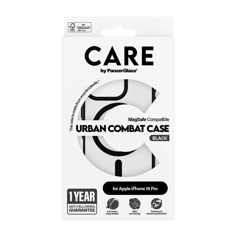 Care Flagship Case Transparent Urban Combat w/ Black Frame & MagSafe iPhone 16 Series