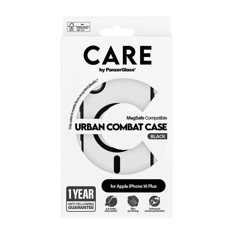 Care Flagship Case Transparent Urban Combat w/ Black Frame & MagSafe iPhone 16 Series