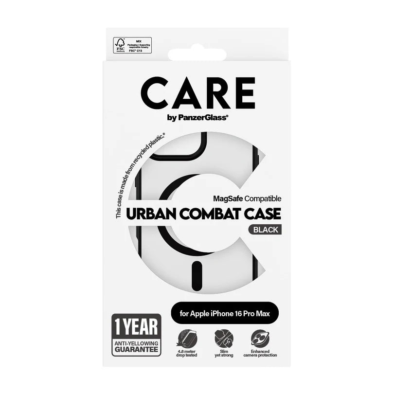 Care Flagship Case Transparent Urban Combat w/ Black Frame & MagSafe iPhone 16 Series