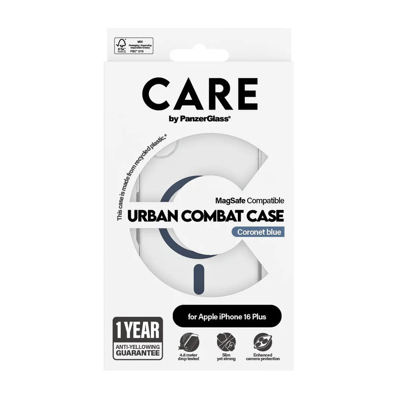 Care Flagship Case Transparent Urban Combat w/ Blue MagSafe iPhone 16 Series