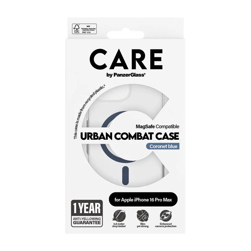 Care Flagship Case Transparent Urban Combat w/ Blue MagSafe iPhone 16 Series