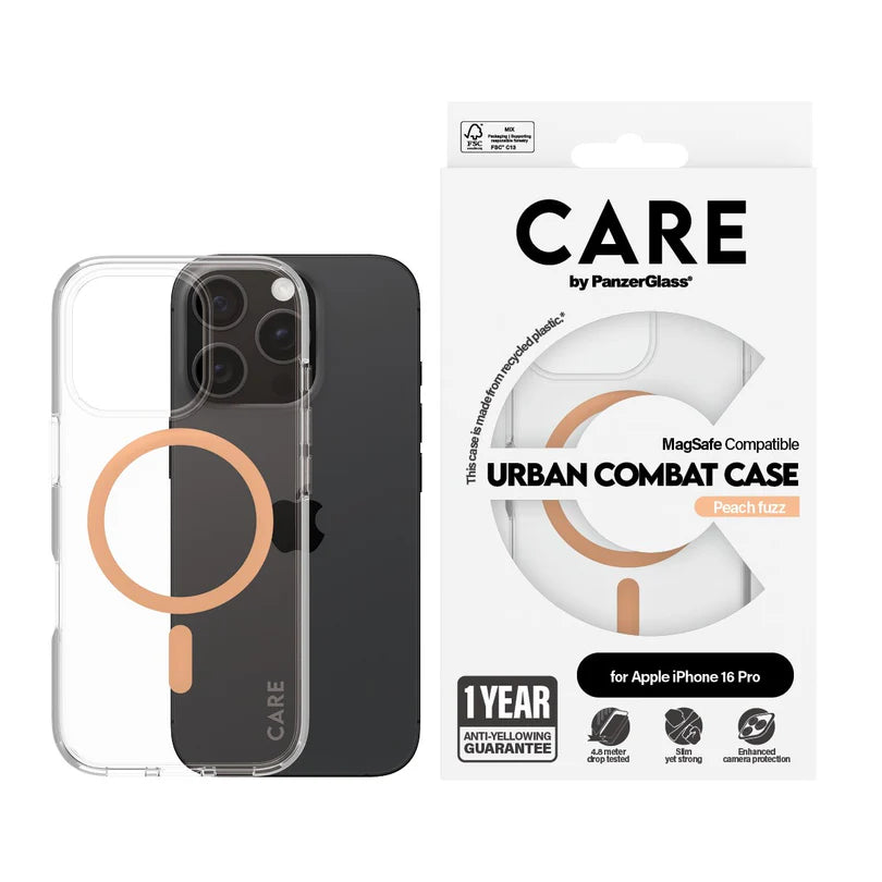 Care Flagship Case Transparent Urban Combat w/ Peachy MagSafe iPhone 16 Series