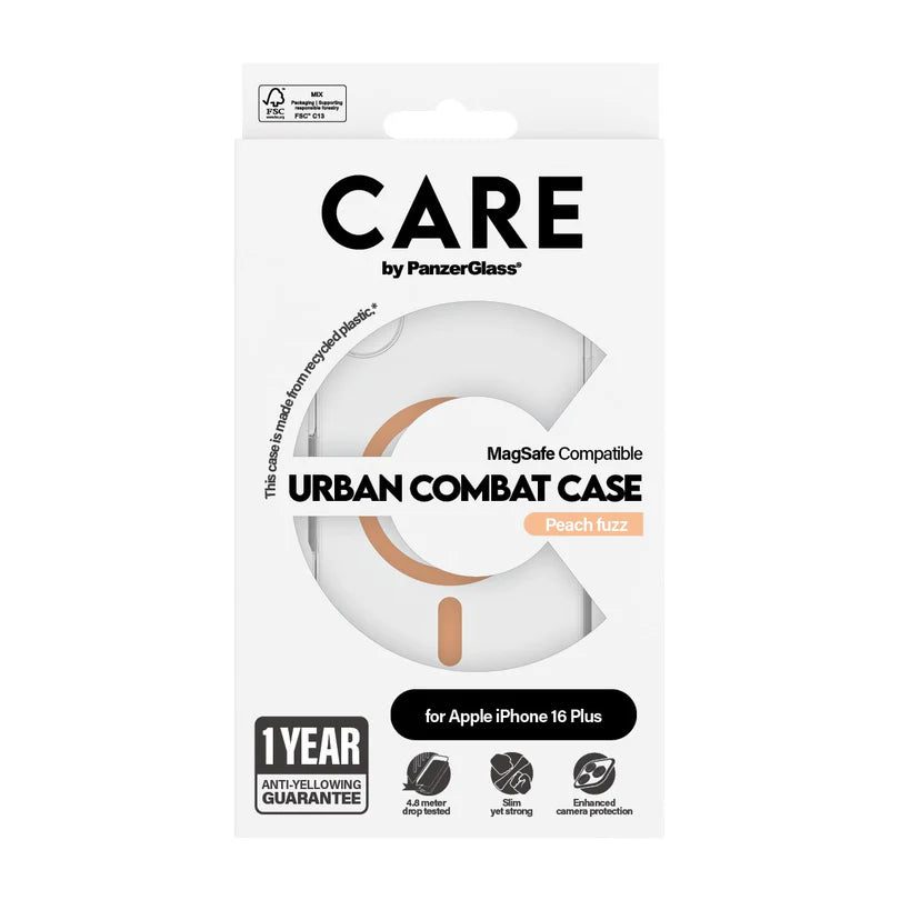 Care Flagship Case Transparent Urban Combat w/ Peachy MagSafe iPhone 16 Series