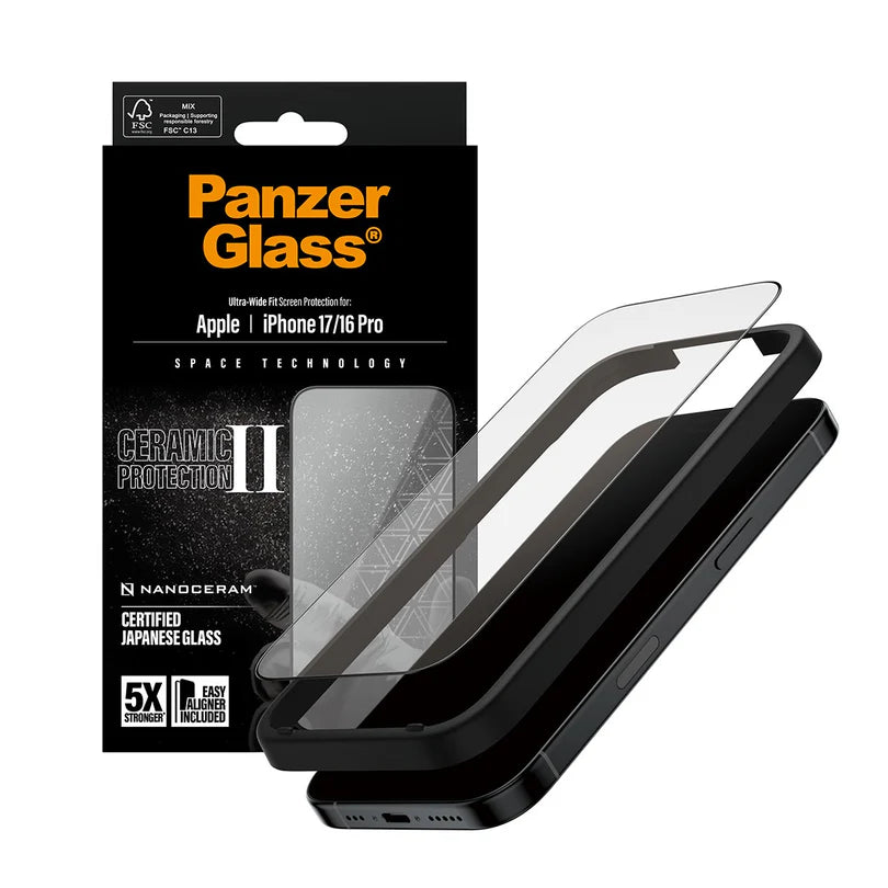 PanzerGlass Ceramic II Screen Protector | Ultra-Wide Fit for iPhone 17 Series & iPhone Air