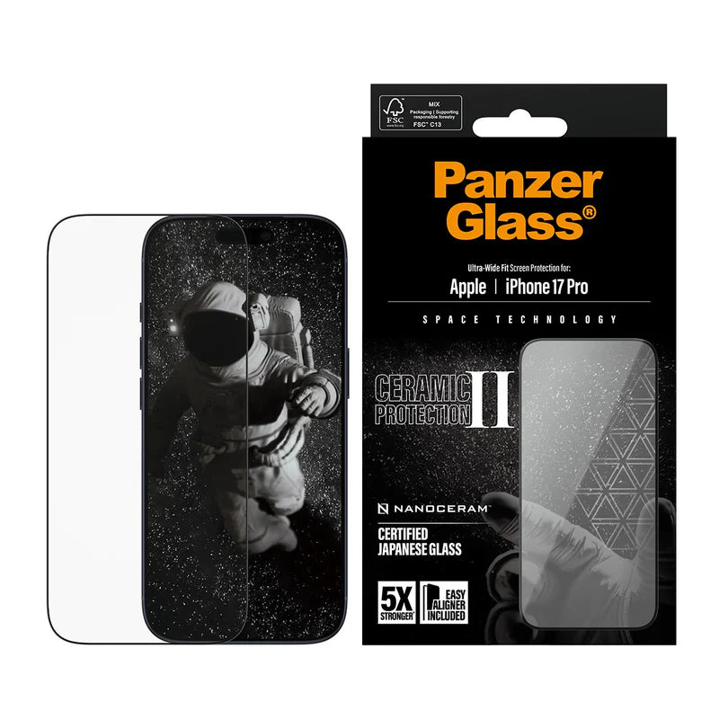 PanzerGlass Ceramic II Screen Protector | Ultra-Wide Fit for iPhone 17 Series & iPhone Air