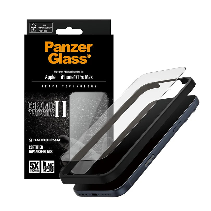 PanzerGlass Ceramic II Screen Protector | Ultra-Wide Fit for iPhone 17 Series & iPhone Air