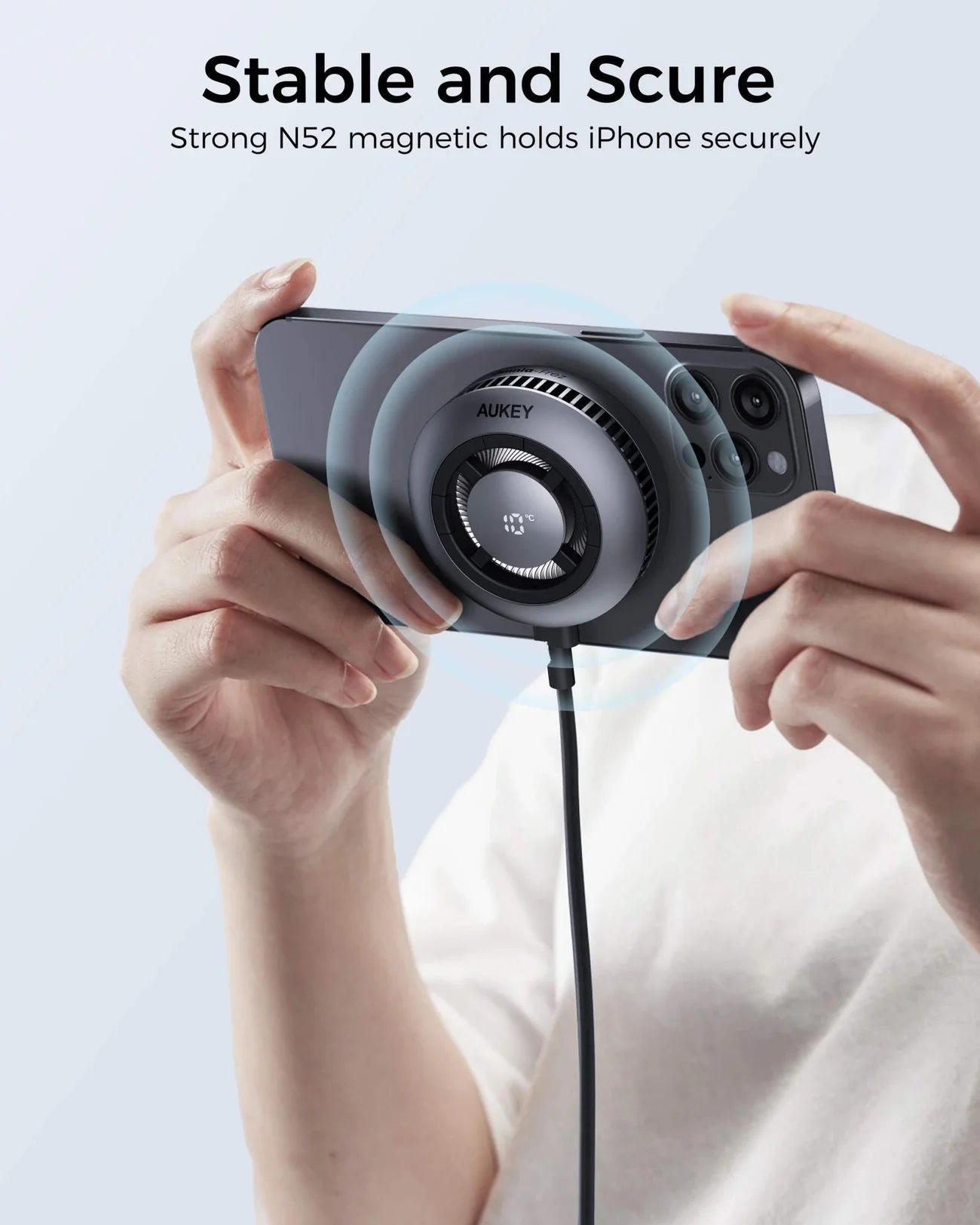 Aukey MagFusion GameFrost Qi2 Active Cooling Wireless Charging Pad