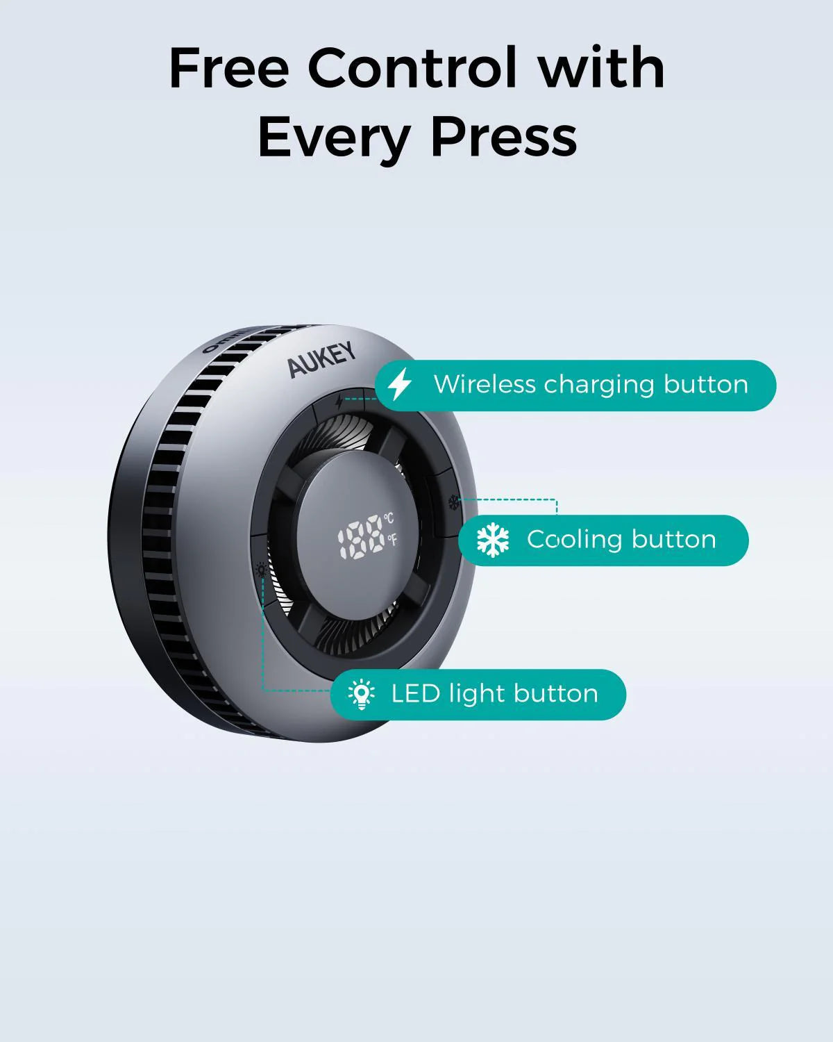 Aukey MagFusion GameFrost Qi2 Active Cooling Wireless Charging Pad
