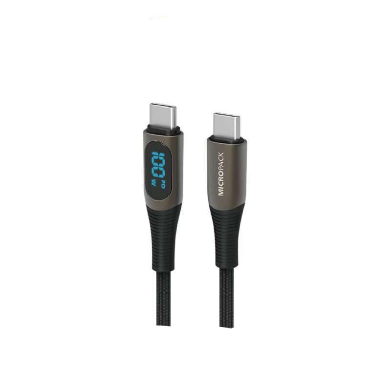 Micropack Cable 100w USB-C to C 2m w/ Display Black
