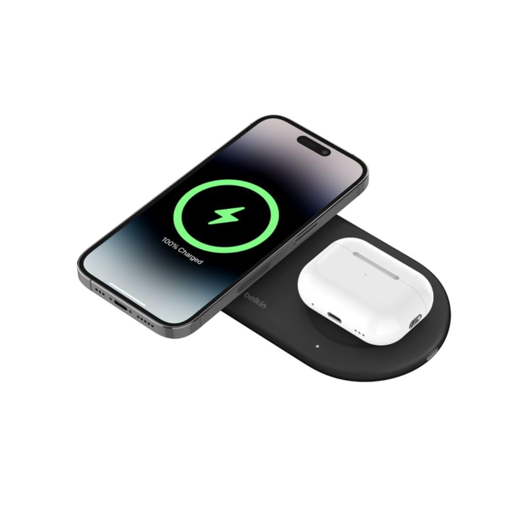 Belkin BoostCharge Pro 2-in-1 Magnetic Wireless Charging Pad w/ Qi2 15W Black