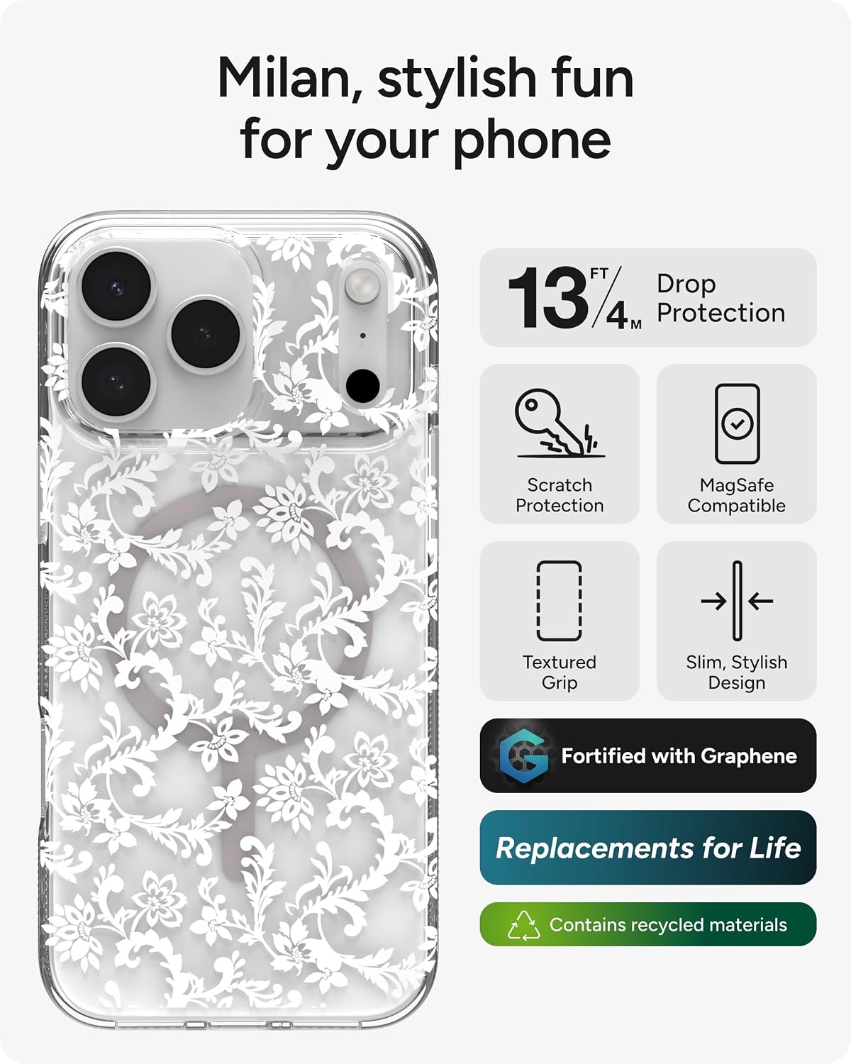 ZAGG Milan Snap Case for iPhone 17 Pro Max Boho Blossom