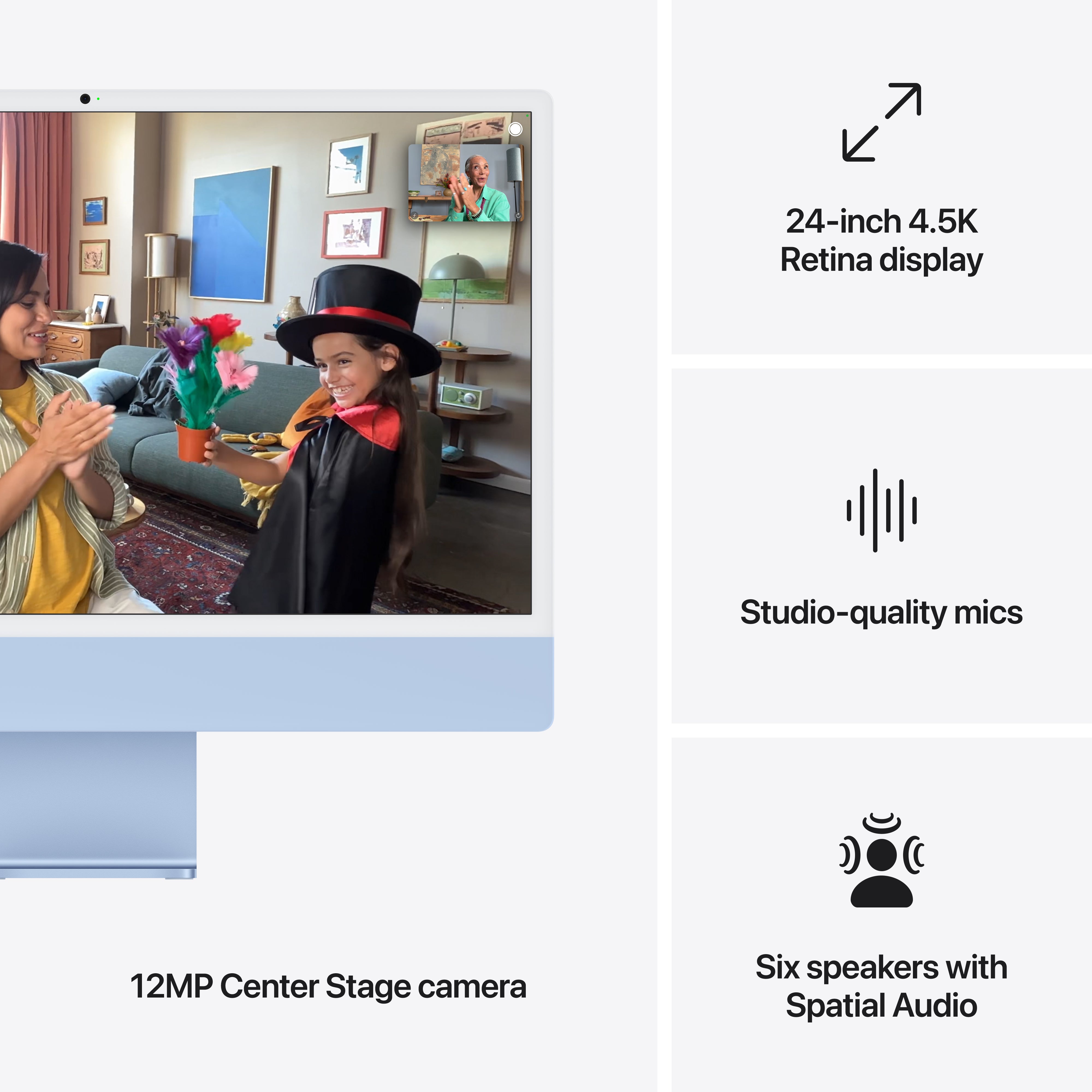24-inch iMac with Retina 4.5K display: Apple M4 chip with 10‑core CPU and 10‑core