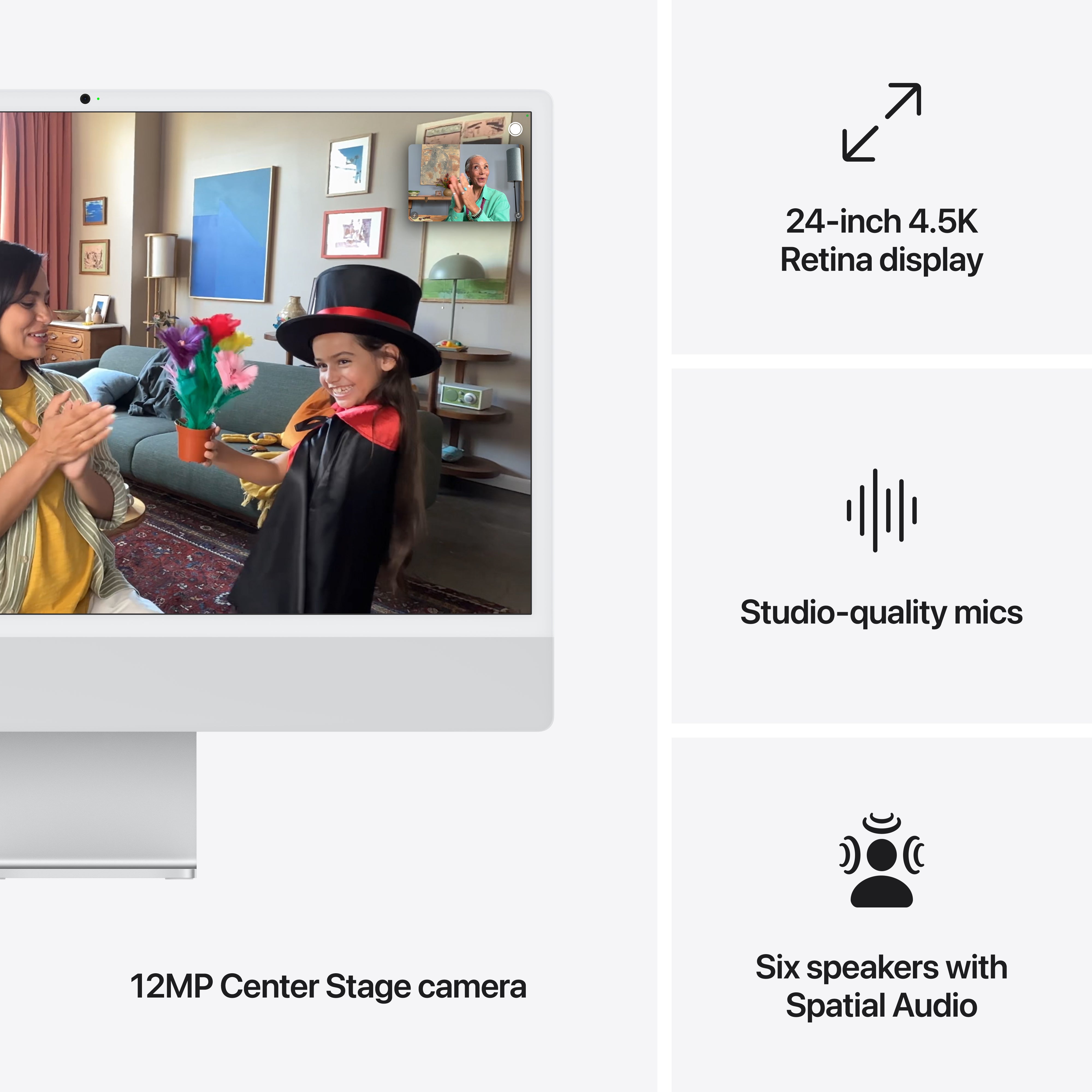 24-inch iMac with Retina 4.5K display: Apple M4 chip with 10‑core CPU and 10‑core