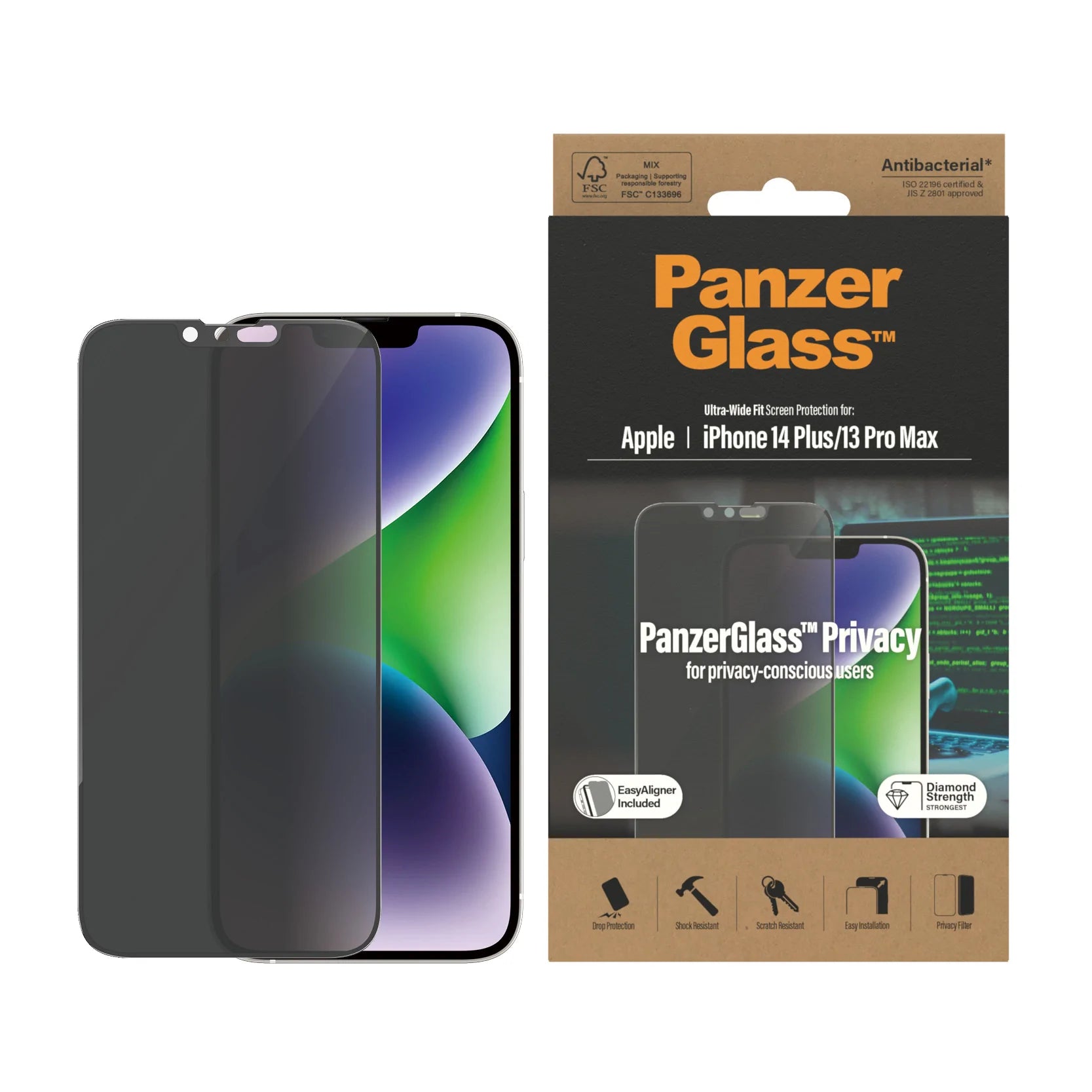 Tempered Glass PanzerGlass Ultra-Wide Fit Privacy for iPhone 14 Series